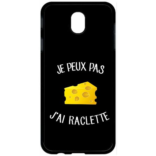 Coque Pour Tablette - Je Peux Pas J Ai Raclette Fond Noir - Compatible Avec Samsung Galaxy J7 (2017) - Plastique - Bord Noir