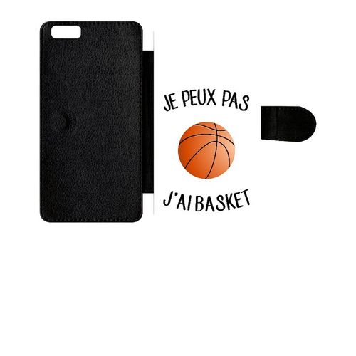 Etui A Rabat - Je Peux Pas J Ai Basket Fond Blanc - Compatible Avec Apple Iphone 6s+ - Plastique - Bord Noir