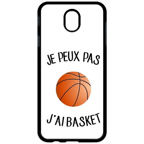 Coque Pour Tablette - Je Peux Pas J Ai Basket Fond Blanc - Compatible Avec Samsung Galaxy J7 (2017) - Plastique - Bord Noir