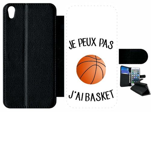 Etui À Rabat Xperia Xa - Je Peux Pas J Ai Basket Fond Blanc - Simili-Cuir - Noir