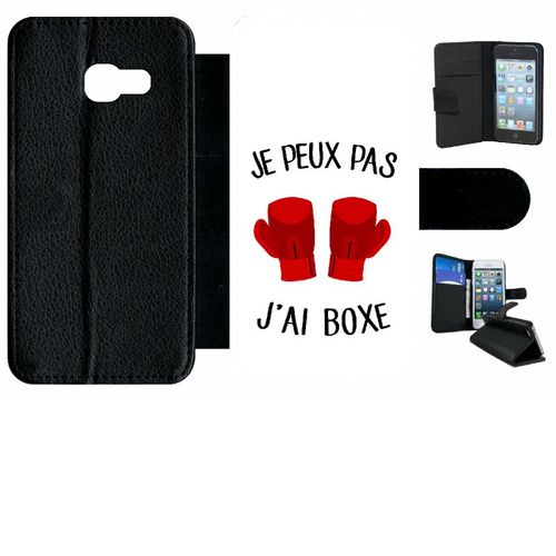 Etui À Rabat Galaxy A3 (2017) - Je Peux Pas J Ai Boxe Fond Blanc - Simili-Cuir - Noir