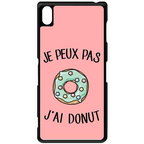 Coque Xperia Z3 - Je Peux Pas J Ai Donut Vert Fond Rose - Noir