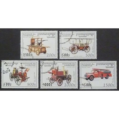 Cambodge Oblitéré Lot De 5 Timbres De 1997 Véhicules Anciens