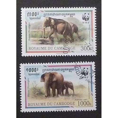 Cambodge Oblitéré Lot De 2 Timbres De 1997 Faune Protégée