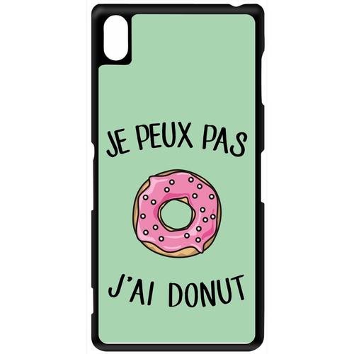 Coque Xperia Z3 - Je Peux Pas J Ai Donut Rose Fond Vert Pastel - Noir