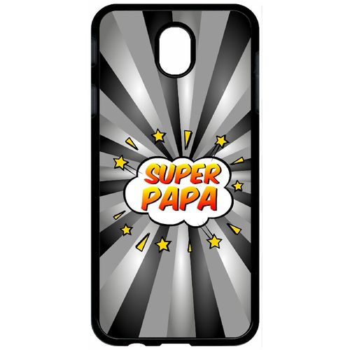 Coque Pour Tablette - Super Papa Fond Graphique Gris - Compatible Avec Samsung Galaxy J7 (2017) - Plastique - Bord Noir