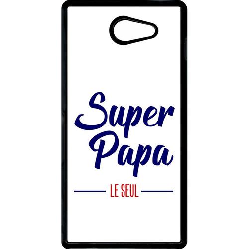 Coque Xperia M2 - Super Papa Le Seul Fond Blanc - Noir