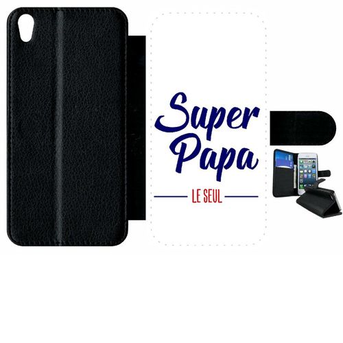 Etui À Rabat Xperia Xa - Super Papa Le Seul Fond Blanc - Simili-Cuir - Noir