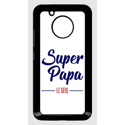 Coque Pour Smartphone - Super Papa Le Seul Fond Blanc - Compatible Avec Motorola Moto G5 - Plastique - Bord Noir