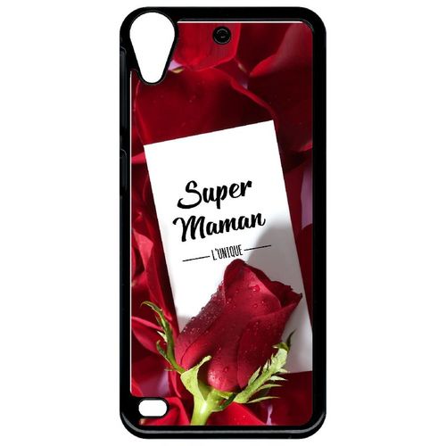Coque Pour Smartphone - Super Maman L Unique Fond Rose Rouge - Compatible Avec Htc Desire 530 - Plastique - Bord Noir