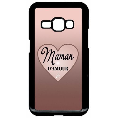 Coque Pour Smartphone - Maman D Amour Dgrad De Rose - Compatible Avec Samsung Galaxy J1 (2016) - Plastique - Bord Noir