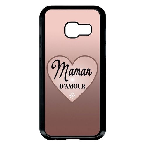 Coque Pour Smartphone - Maman D Amour Dgrad De Rose - Compatible Avec Samsung Galaxy A3 (2017) - Plastique - Bord Noir