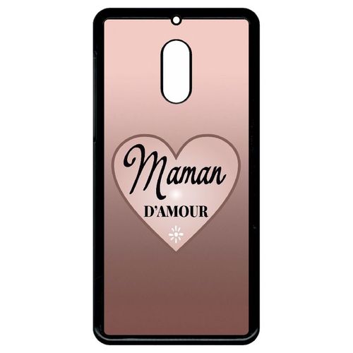 Coque Pour Smartphone - Maman D Amour Dgrad De Rose - Compatible Avec Nokia 6 (2018) - Plastique - Bord Noir