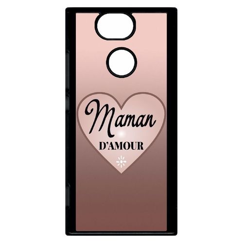 Coque Pour Smartphone - Maman D Amour Dgrad De Rose - Compatible Avec Sony Xperia Xa2 - Plastique - Bord Noir
