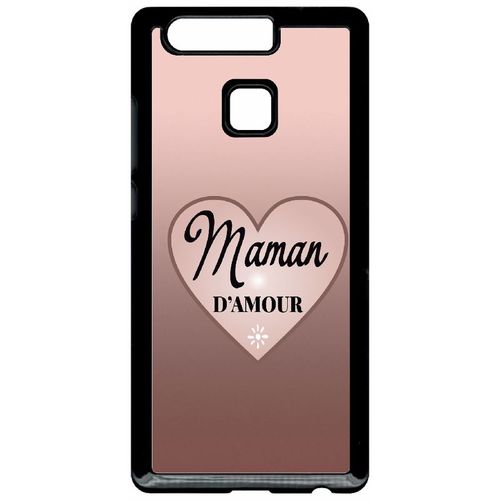 Coque Pour Smartphone - Maman D Amour Dgrad De Rose - Compatible Avec Huawei Ascend P9 - Plastique - Bord Noir