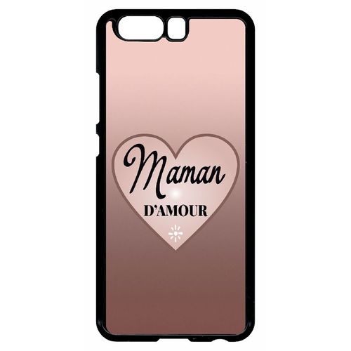 Coque Pour Smartphone - Maman D Amour Dgrad De Rose - Compatible Avec Huawei Ascend P10 - Plastique - Bord Noir