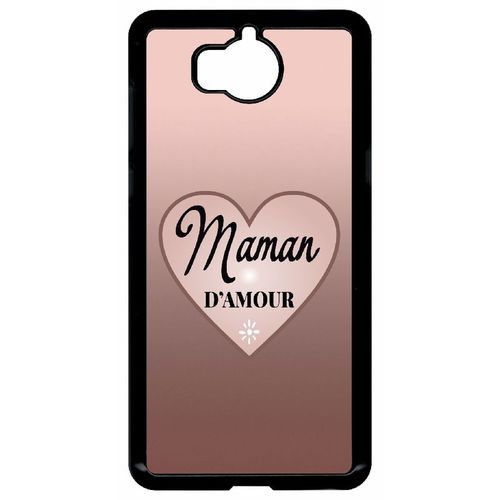 Coque Pour Smartphone - Maman D Amour Dgrad De Rose - Compatible Avec Huawei Y5 (2017) - Plastique - Bord Noir