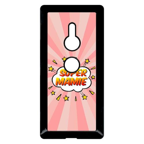 Coque Pour Smartphone - Super Mamie Fond Graphique Rose - Compatible Avec Sony Xperia Xz2 - Plastique - Bord Noir