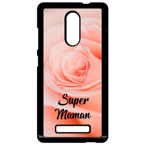 Coque Xiaomi Redmi Note 3 - Super Maman L Unique Fond Fleur Rose - Noir