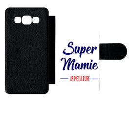 Etui À Rabat Galaxy A5 (2015) - Super Mamie La Meilleure Fond Blanc - Simili-Cuir - Noir