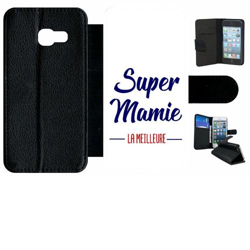 Etui À Rabat Galaxy A3 (2017) - Super Mamie La Meilleure Fond Blanc - Simili-Cuir - Noir
