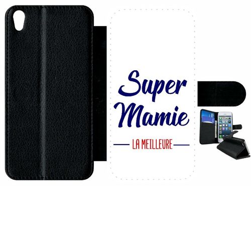 Etui À Rabat Xperia Xa - Super Mamie La Meilleure Fond Blanc - Simili-Cuir - Noir