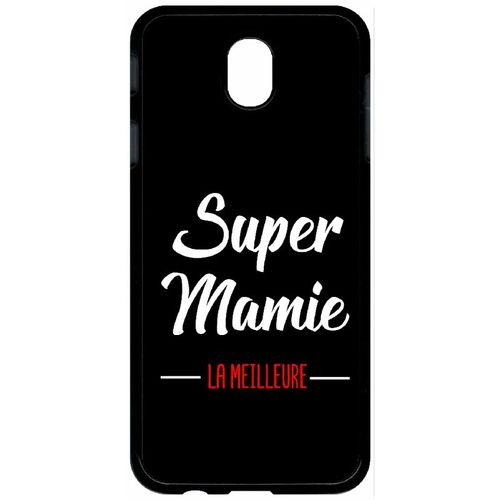 Coque Pour Tablette - Super Mamie La Meilleure Fond Noir - Compatible Avec Samsung Galaxy J7 (2017) - Plastique - Bord Noir