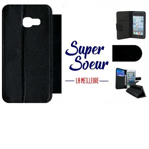 Etui À Rabat Galaxy A3 (2017) - Super Soeur La Meilleure Fond Blanc - Simili-Cuir - Noir