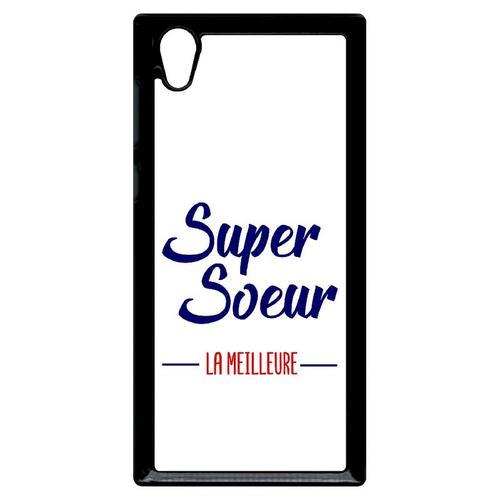 Coque Pour Smartphone - Super Soeur La Meilleure Fond Blanc - Compatible Avec Sony Xperia L1 - Plastique - Bord Noir