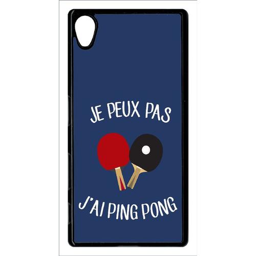 Coque Xperia Z5 - Je Peux Pas J Ai Ping Pong Fond Bleu - Noir