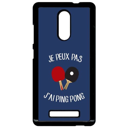 Coque Xiaomi Redmi Note 3 - Je Peux Pas J Ai Ping Pong Fond Bleu - Noir