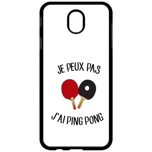 Coque Pour Tablette - Je Peux Pas J Ai Ping Pong Fond Blanc - Compatible Avec Samsung Galaxy J7 (2017) - Plastique - Bord Noir