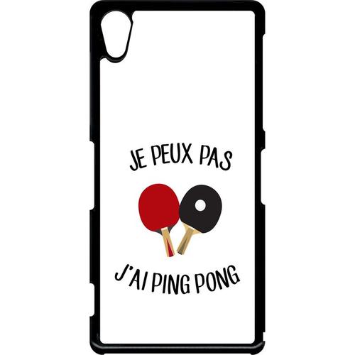 Coque Xperia Z2 - Je Peux Pas J Ai Ping Pong Fond Blanc - Noir