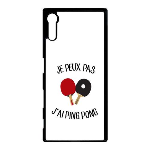 Coque Xperia Xz - Je Peux Pas J Ai Ping Pong Fond Blanc - Noir