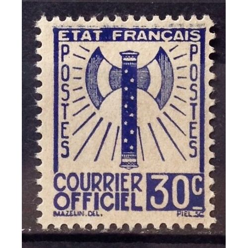 Service - Courrier Officiel - Francisque - 30c Outremer (Superbe Service N° 2) Neuf Sg - Cote 40,00 - France Année 1943 - N22419