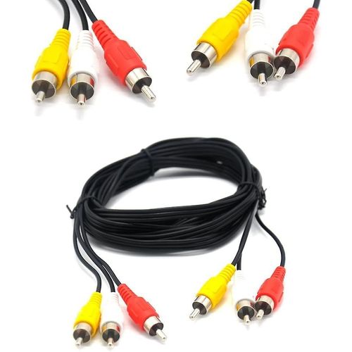 Câble composite audio son de 3 m avec connecteurs DVD RCA/VCR vidéo/SAT jaune/blanc/rouge ¿ 1,5 m 3 mâles vers 3 mâles