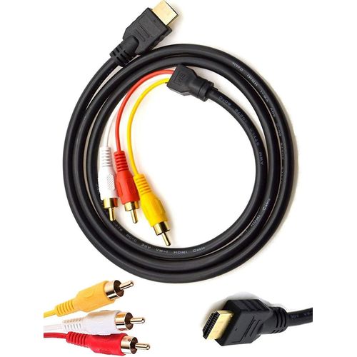 Câble HDMI vers RCA 1,5 m ¿ HDMI mâle vers 3 ¿ Convertisseur de composants AV vidéo audio RCA ¿