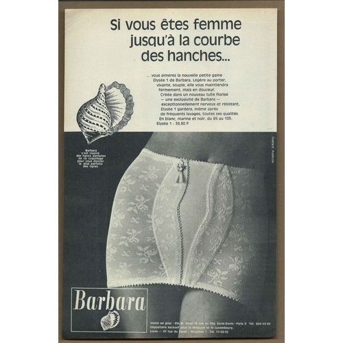 Publicité Papier - Lingerie, Gaine Barbara De 1966