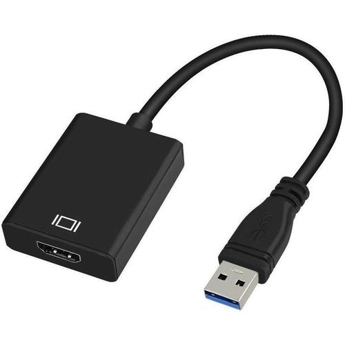 Adaptateur USB 3.0 vers HDMI, Convertisseur USB 3.0/2.0 vers HDMI 1080P Full HD (mâle à Femelle) avec Audio pour Ordinateur Portable Projecteur HDTV Compatible avec Windows XP 7/8 / 8.1/10 MNS