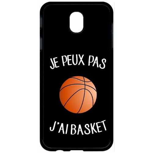 Coque Pour Tablette - Je Peux Pas J Ai Basket Fond Noir - Compatible Avec Samsung Galaxy J7 (2017) - Plastique - Bord Noir