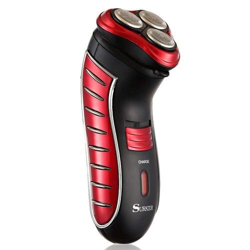 Surker Rscw-258 - Rasoir À 3 Têtes Rotatives Électrique Rechargeable Sans Fil - Rouge