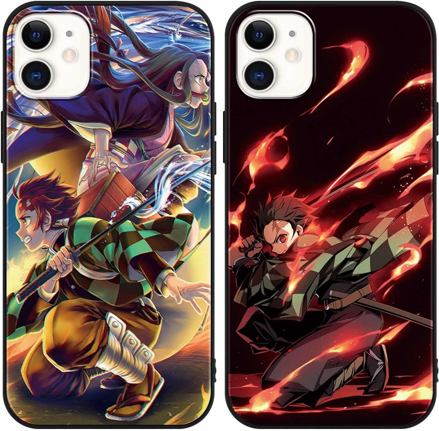 2 Pièces Coque Pour Samsung Galaxy A14 5g 6.8'' Avec Anime Demon Slayer Nezuko Tanjirou Kamado Cover Funny 3d Motiv Case Doux Antichoc Silicone Tpu Housse Étui De Téléphone Pour Samsung A14 5g