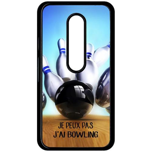 Coque Pour Smartphone - Je Peux Pas J Ai Bowling Fond Quille - Compatible Avec Motorola Moto G (3rd Gen) - Plastique - Bord Noir