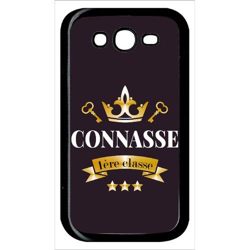 Coque Pour Smartphone - Connasse 1er Classe Violet Fonc - Compatible Avec Samsung Galaxy Grand Prime Duos Tv - Plastique - Bord Noir