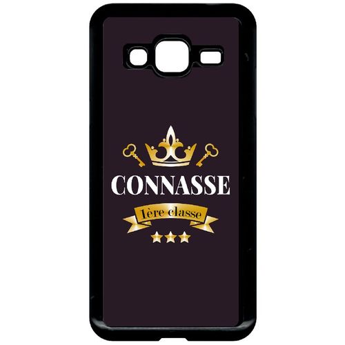 Coque Pour Smartphone - Connasse 1er Classe Violet Fonc - Compatible Avec Samsung Galaxy J3 (2016) - Plastique - Bord Noir