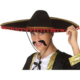 Chapeau M?Xicain Noir Et Rouge (Taille Unique Adulte)