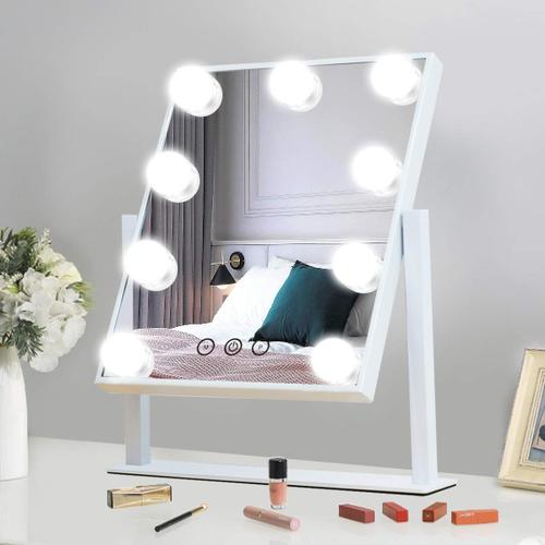 Miroir de maquillage de bureau led lumière de remplissage lumière coiffeuse miroir miroir de bureau miroir de beauté avec ampoule (version rechargeable)