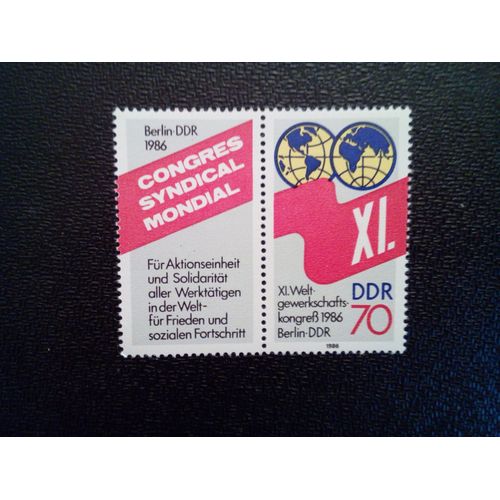Timbre Allemagne -Rda - Ddr Yt 2669a Séries: Congrès Mondial Des Syndicats, Berlin 1986