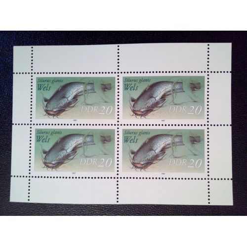 Timbre Allemagne -Rda - Ddr Yt 2717a Poisson-Chat (Silurus Glanis) 1987