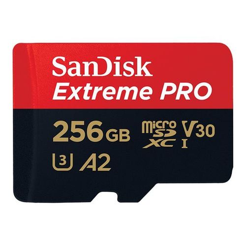 SanDisk Extreme Pro - Carte mémoire flash - 256 Go - A2 / Video Class V30 / UHS-I U3 / Class10 - microSDXC UHS-I